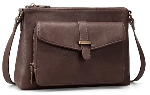 befen Echtleder Umhängetasche Damen Mittelgroß, RFID-Blockierung Handtasche Klein Vintage Schultertasche Leder Crossbody Bag für Frauen mit integrierter Brieftasche, Kaffee