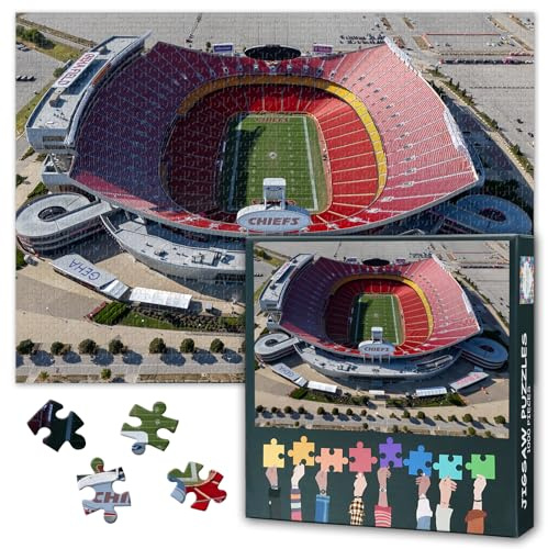 1000 Teile Puzzle für Erwachsene Arrowhead Stadium USA Fußball Arena Herausforderndes Sportpuzzle Unterhaltsames Spiel Sammlerpuzzle Wanddekoration Geschenk 50.5 x 70.5 cm