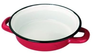 JAPITELSA Plato Vintage Rojo, Acero Esmaltado, Estilo Retro, 14 o 18 cm, Apto para Lavavajillas (14 cm.)