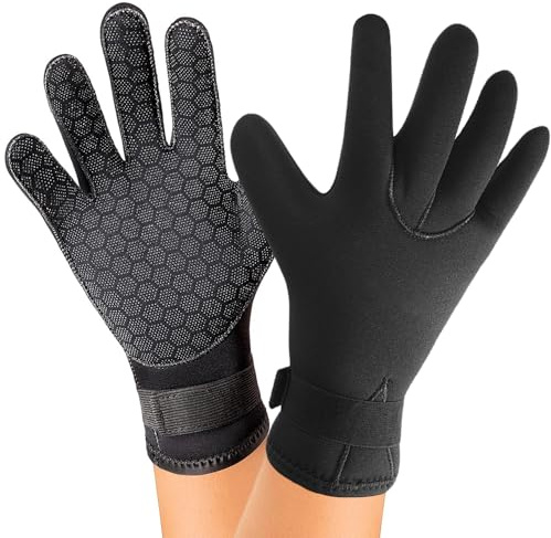 Oimaik Wetsuit Gloves 3mm Neoprene Diving Gloves, Antislip Thermal Scuba Diving Gloves for Men Women, Adjustable Wrist Strap Swimming Gloves for Boating Surfing Spear Snorkeling Water Sports