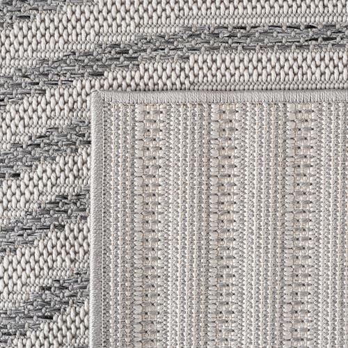 KADIMA DESIGN Terrassenteppich Boho-Look Modern Wetterfest Pflegeleicht Waschbar Strapazierfähig Robust Grau 200x290 cm Terrasse Garten Fußbodenheizung geeignet Oeko-TEX | VENTOUX