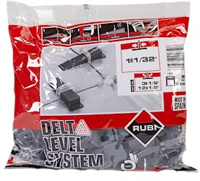 RUBI 2850 | Bridas de Nivelación para Cerámica | Brida de 1 mm para Baldosas Cerámicas de entre 3 y 12 mm | Para Formatos de 30x30 cm y Superiores | 100 unidades | BRIDA DELTA LEVEL SYSTEM