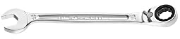FACOM - Clé Mixte à Cliquet Métrique 15mm - 467B.15 - Système Ultra-Grip Antidérapant - Mécanisme à Cliquet Compact Réversible par Levier - Œil et Fourche Inclinés à 15° - Chrome Satiné