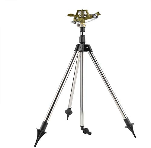 FTVOGUE Dreibein Sprenger Garten Edelstahl Bodeneinsatz 360° Bewässerung Zink Sprink Wassersprinkler Sprüher Rasen Garten Hof