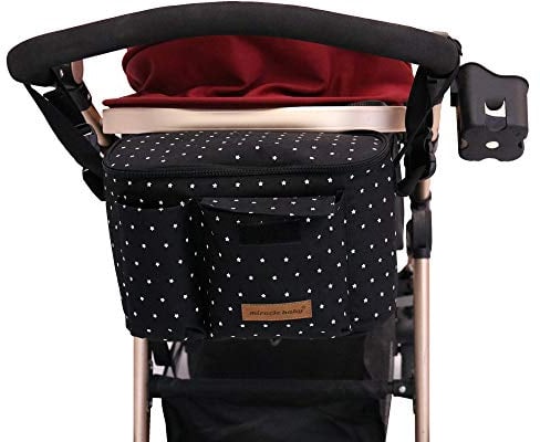 Kinderwagentasche Organizer Kinderwagen Buggy Tasche Baby Universale Multifunktionale Aufbewahrungstasche (Schwarzer Stern)