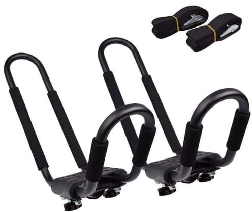 DORSAL Kayak Rack Set 2Pcs J-Bar Rack for Canoe SUP Board Boat On Roof Top Mount Crossbars Pair Black
