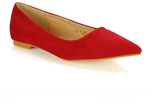 Womens Flat Pointed Toe Shoes Ladies Summer Ballet Faux Suede Slip On Pumps Size 3-8