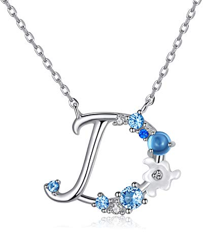 VIKI LYNN Damen Initiale Halskette Buchstabe D Alphabet Anhänger Schmuck 925 Sterling Silber und Zirkonia Anfangsbuchstaben Personalisierte Geschenke für Mädchen Frauen