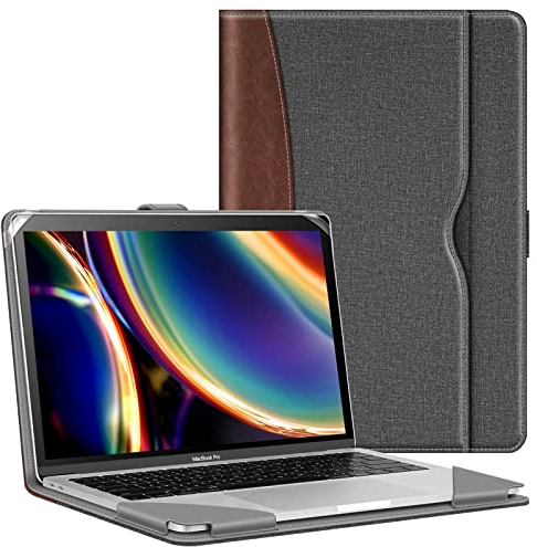 FINTIE Sleeve Custodia Compatibile con MacBook Air 13.6 M3 M2 (2024-2022), Air 13 M1 (2020-2018) e MacBook Pro 13 M2 M1 (2022-2016), Cover Protettiva Folio Case con Tasca, Grigio/Marrone