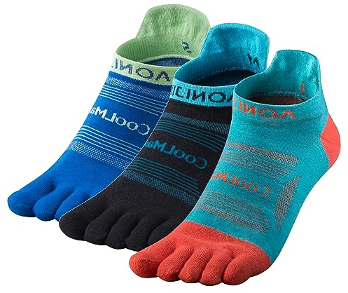 TRIWONDER Zehensocken, Adult Socken, Atmungsaktiv Sportsocken für Laufen Joggen Fitness (Blau + Hellblau + Schwarz, L)