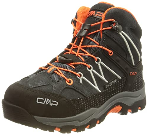 CMP Kids Rigel Mid Trekking Shoes Wp, Zapatos de trekking Unisex niños, Antracita Naranja brillante, 40 EU