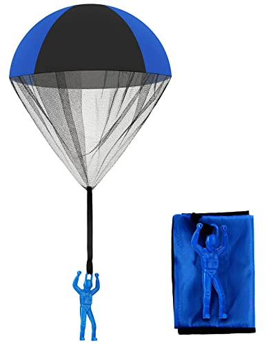 Skylety Fallschirm Spielzeug Soldaten Handwurf Armee Männer Spielzeug Fallschirm Handwurf Spielzeug Gewirr Kostenlose Outdoor Flugspielzeug für Jungen und Mädchen (Blau Schwarz)
