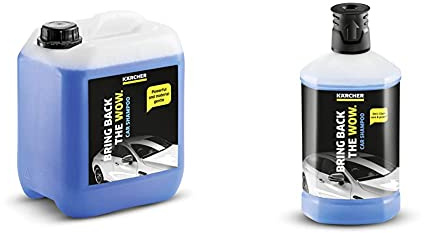 Kärcher 5 L Canister Pressure Washer Detergent, Car Shampoo & 62957500 1 L, 3-in-1 Car Shampoo Plug and Clean, Pressure Washer Detergent