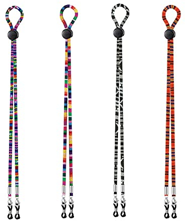 Aabellay 4PCS Eyeglass Strap Chain Coarse Cotton Braided Glasses Chain Sports Eyewear Retainer Sunglasses Holder Cords Lanyard Reading Glass Hanging Hemp String Rope with Adjustment Buckle
