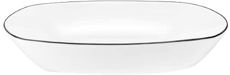 Seltmann Weiden Lido Black Line Suppenteller 6er Set, ø 21 cm, Eckiger Tiefer Teller mit schwarzem Rand, Porzellan