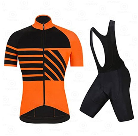 KAISUN Herren Radtrikot Set, Fahrrad Shirt Kurzarm + Trägerhose mit Gel Gepolstert, Atmungsaktiv und Schnell Trocknend Radsport-Bekleidung (Color : TYP-14, Size : XXL)