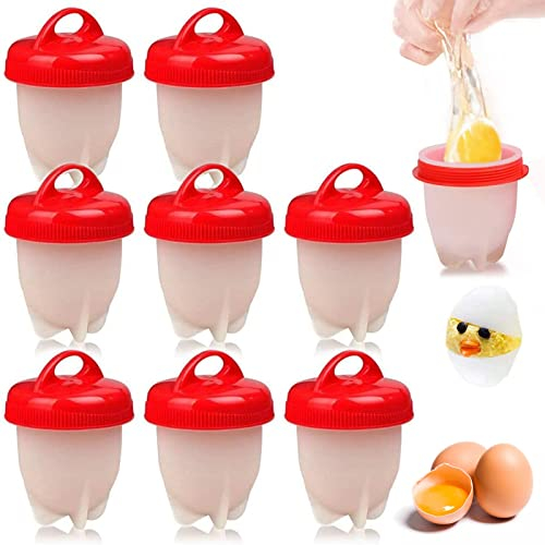 Cuiseur à Œufs en Silicone - 8 Pièces Pocheuse Antiadhésive Rapide Sans Coquille - Sans BPA, Adapté à la Maison et au Restaurant