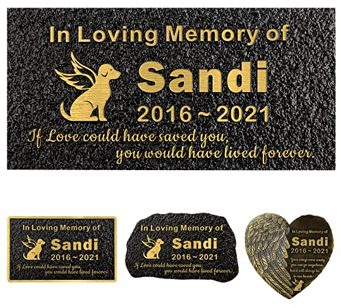 Lápida Conmemorativa Personalizada para Mascotas grabada, Perro o Gato Mascota, Piedra Conmemorativa Personalizada para Interiores o Exteriores, Placa pequeña lápida en Memoria Amorosa condolencias