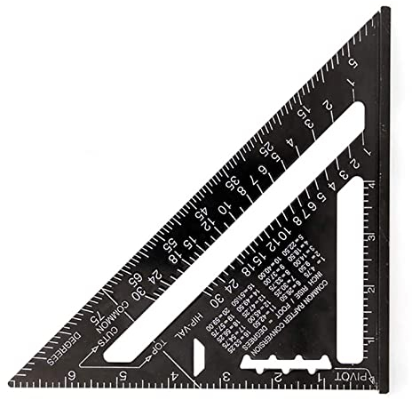 1 Stück Lineal Dreieck Schwarz, Aluminiumlegierung Dreieckslineal, 7 Zoll Dreieck Lineal, 7 Zoll Aluminium Dreieck, 7 Zoll Dreieck Winkelmesser, für Zimmermann, Rahmen, Gebäude