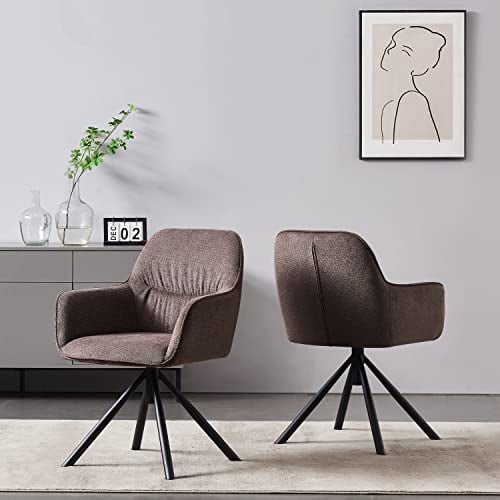 B&D home Esszimmerstuhl Latona, Drehstuhl Polsterstuhl Loungesessel Armlehnenstuhl für Esszimmer, Küche, Wohnzimmer, Büro, Industrial modern Design, Webstoff Cappuccino, 1 Stück, 11119-CAPU-1
