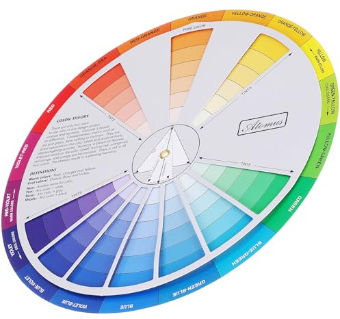 Ciieeo Roue Chromatique Color Wheel Cercle Chromatique Peinture Carte D’Apprentissage des Couleurs Nuancier pour Mélange De Couleurs Nail Art Et Maquillage 23.00 cm