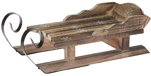 Holzschlitten zur Dekoration 34 cm - Dekoschlitten zur Weihnachtsdekoration - Schlitten zur Deko - Deko-Holz-Schlitten Größe 34 x 14 x 11 cm (L/B/H)