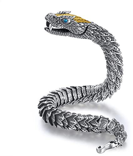 ZFSBRTL Nordisch Vintage Ouroboros Armband, Herren Retro Kupfer Schlangenkönigskette Wikinger Amulett Schmuck Gotisch Biker Armreif,20cm