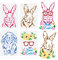 FINGERINSPIRE 4 x Kaninchen-Malschablonen, 29,7 x 21,1 cm, Frohe Ostern, Dekoration, Kunststoff, Langohren-Hasen-Schablone, Sonnenblumenblätter, Brille, Osterei, Kunst, Bastelschablone für