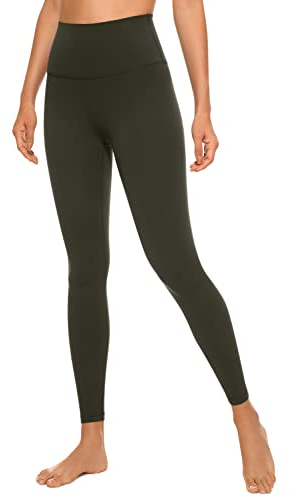 CRZ YOGA Butterluxe Damen High Waist Sport Leggings Blickdicht Yoga Leggins Sporthose Workout Gym Yogahose - 64cm Olivgrun 40