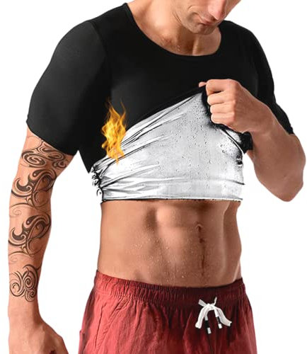 Camiseta Chaleco Sauna Top T-Shirt Suit Trajes Adelgazantes Compresion Adelgazante Sudoración Deporte Shapewear Gym Running Fitness Mangas Cortas Hombres