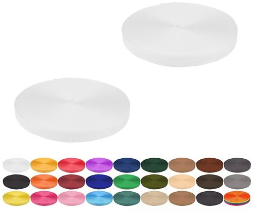 Gurtband 10 Meter aus Polypropylen PP- Gurtband Taschengurtband Breiten 20 mm 25 mm 30 mm 40 mm zur Auswahl 01_Weiß 20_mm