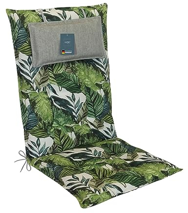 LILENO HOME Gartenstuhl Auflagen als [1er Set - Hochlehner] in Dschungel Grün - Bequeme Liegen als Sitzauflagen für Gartenmöbel - Stuhlkissen für Gartenstühle und Klappstühle MAR