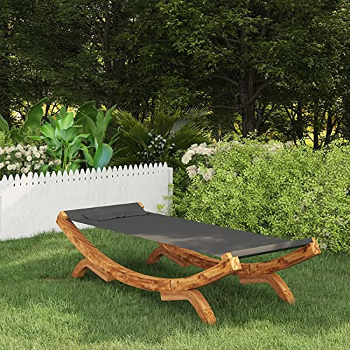 Homgoday Lettino Prendisole 100x188,5x44 cm in Legno Curvato Antracite, Lettini Prendisole, Divano Letto Mobili, Lettini da Giardino, Lettino da Piscina, per Terrazzo Esterno Piscina Balcone