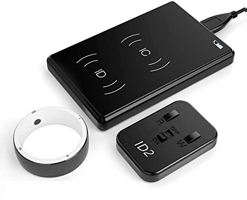 R5 Smart Ring, Multifunktionsring mit CDS-RFID-Replikator, integrierte 6 RFID-Karten und 2 Gesundheitssteine, Controller-IC/ID/NFC-Lesegerät, NFC-Telefon-Smart-Ringe, kompatibel mit iOS und Android L