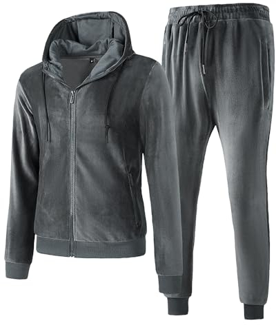 TONY BACKER Tuta Uomo In Pile Sportiva Con Chiusura Zip Completo Tuta In Casa (IT, Testo, XL, Regular, Regular, GRIGIO-73)