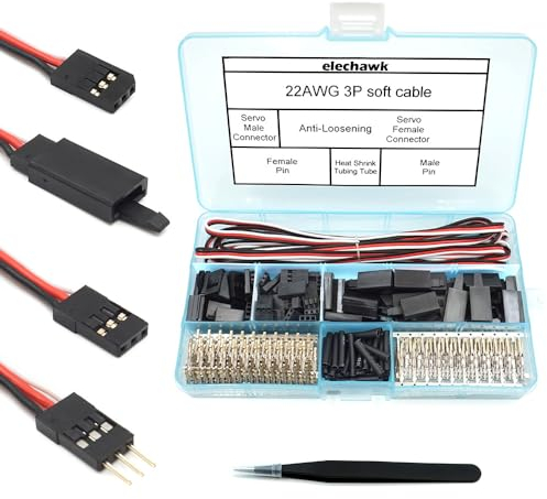 30 Sets Servo Connector Male Female Plug Crimp Pin Cable Kit Compatible with Futaba JR Hitec Spektrum RC Connectors (Without Crimping Tool)