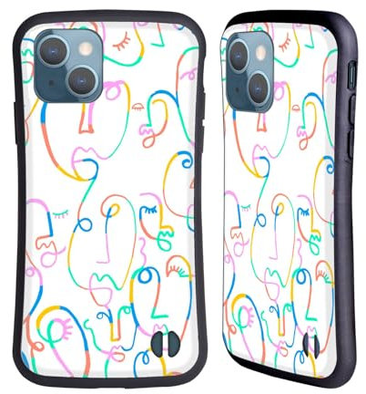 Head Case Designs Licenza Ufficiale Ninola Facce Bianche Colorato Custodia Cover Ibrida Compatibile con Apple iPhone 13