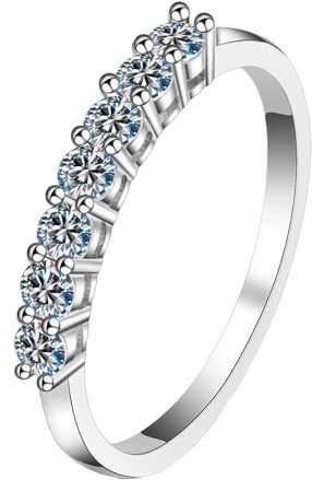 Homxi Damenring 925er Silber,Engagement Ring Rund mit Moissanit 0.7ct Silber Ring Frauen Größe 53(16.8)