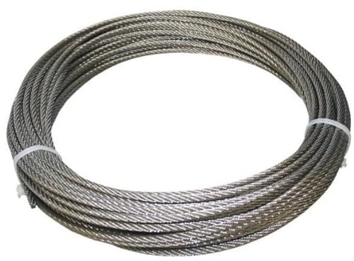 Drahtseil Ø 4 mm mit Aufbau 7x7, 50 Meter aus Edelstahl V4A Seil Edelstahlseil Drahtseile Stahlseil Geländerseil Rankhilfe VA A4 AISI316 AISI 316 Boot