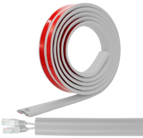 Self Adhesive Floor Cable Protector Wire Cover 6m Flexible PVC Cord Hider for Office Home Factories Garages Floor Wall Cable Management