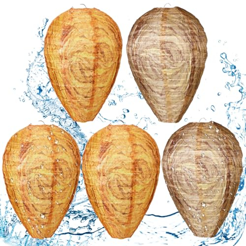 Honoson Wespennest, Lockvögel, hängend, künstliches Wespennest, wasserdichtes Material, Hornissen-Lockvogel für Hornissen, gelbe Jacken, Zuhause, Garten, Hof, Outdoor (Orange, Sandbraun)