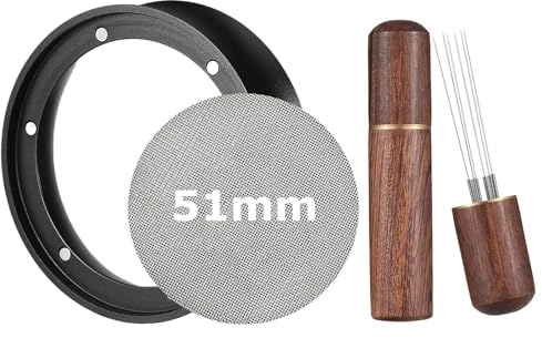 RAFIYU Anillo Dosificador de 51mm y Dispensador de Agujas de café WDT y Pantalla del Filtro, Accesorios Cafe Embudo, Barista Accesorios, Agitador de Cafe.Fuerte Adsorción Magnética