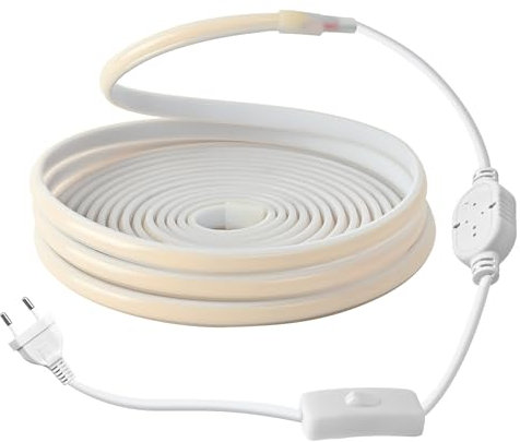 230V COB LED Strip Streifen 25m,led leiste lichtleiste aussenbereich wasserdicht lichtband,Warmweiss 3200K lampe,25Meters led band stripes mit Schalter,Home Decoration Küche Garten LED Beleuchtung