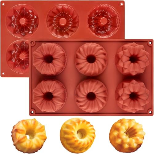 Socluer Mini Moule à Kouglof en Silicone, 2 Pièces Moules à Gâteaux Réutilisables, Moulle à Patisserie pour Muffins, Brownies, Pudding, Glaçons, Gelée