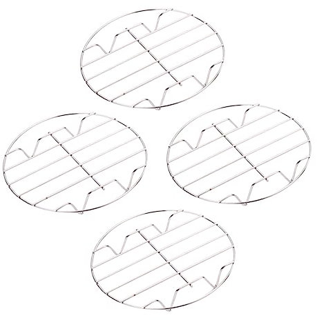 FUNOMOCYA 4 Piezas de cocina de cuatro patas rejilla para wok vapor vaporera rejilla para cocinar vapor soporte humeante rejilla de vapor multiusos Acero inoxidable Silver