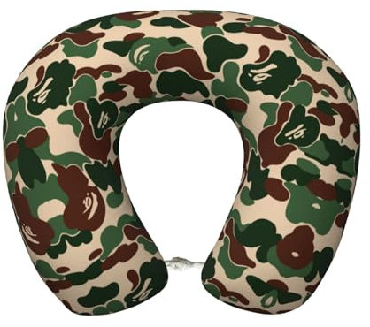 TTYDOKLA Aniaml Camouflage Green Print Memory Foam Cervical Neck Pillow,Portable U-Shaped Pillows For Home,Office,Travelling