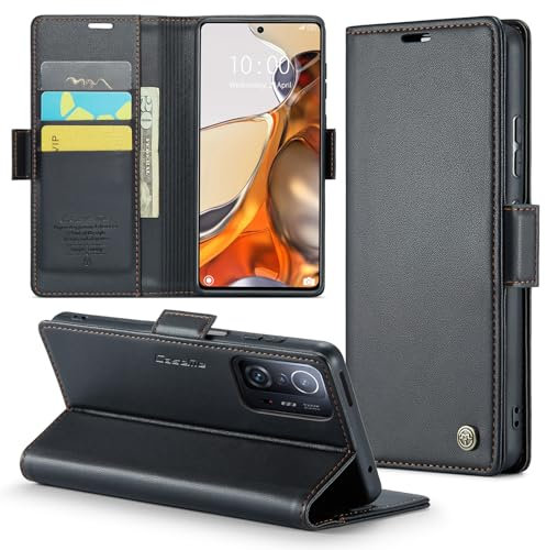 Phernykas Handyhülle für Xiaomi 11T Pro Hülle Leder,Magnetische Klapphülle mit kartenfach und Standfunktion Smartphone Schutzhülle Lederhülle Xiaomi 11T Flip Book Case (Schwarz)
