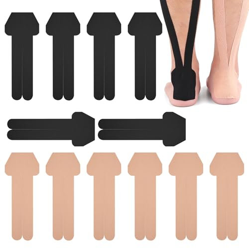 SICONEL 12 Stück Precut Kinesio Tape,Kinesiologie Kinesiotapes,Wasserfestes Elastisches Kinesiotape(schwarz+hautton)