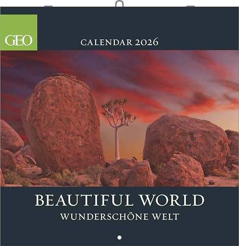 GEO - Beautiful World 2026 – Wandkalender 30x30 cm (offen 30x60 cm), Broschürenkalender mit 12 Monatsblättern, 6-sprachigem Kalendarium, internationalen Feiertagen & Mondphasen