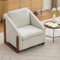 DEKKETO Chenille Lounge Sessel, Ohrensessel Vintage mit Armlehnen, Lesesessel Bequem, Holz Sofa Sessel mit Kissen für Wohnzimmer, Weiß